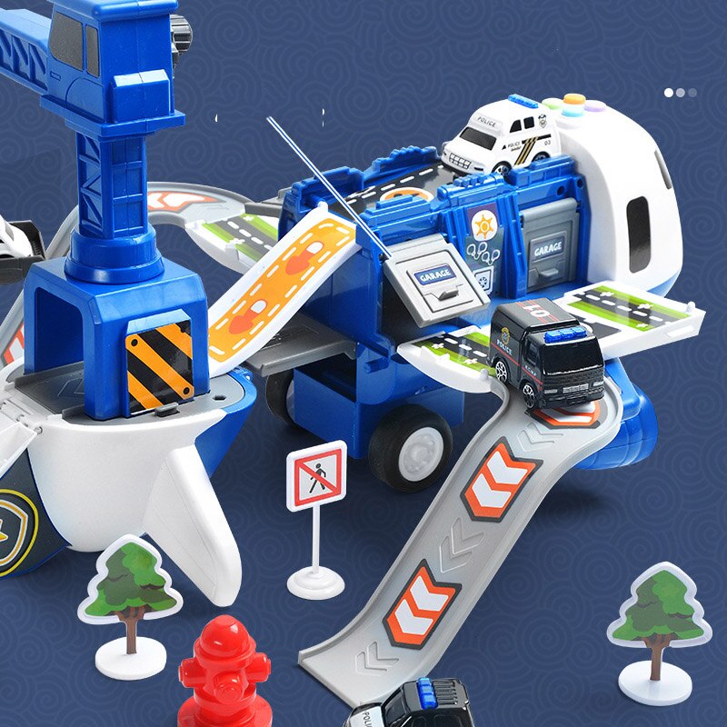 Kinder Flugzeug-Spielset 3-in-1 für Polizei, Bau und Feuerwehr 7