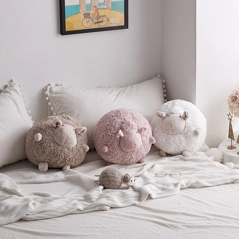 Kinder Kuschelkissen Rund in Schafform Plüsch 1