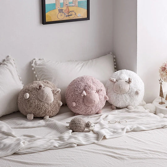 Kinder Kuschelkissen Rund in Schafform Plüsch 1