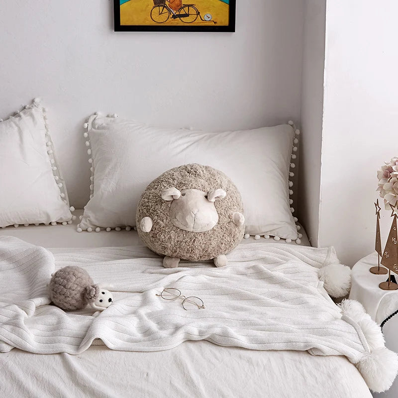 Kinder Kuschelkissen Rund in Schafform Plüsch 6