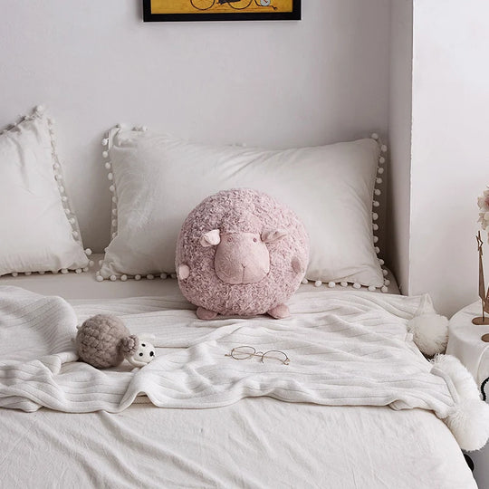 Kinder Kuschelkissen Rund in Schafform Plüsch 7