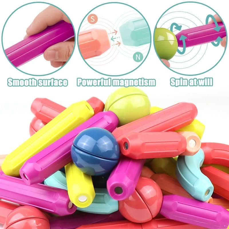 Kinder Magnetisches Bauset Kreativstäbe für Spiel und Lernen 3
