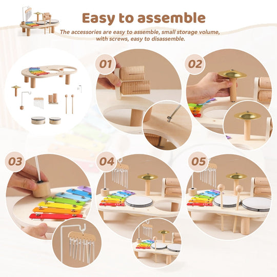Kinder Musiktisch mit Schlagzeug und Xylophon 2