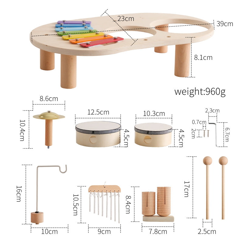 Kinder Musiktisch mit Schlagzeug und Xylophon 4