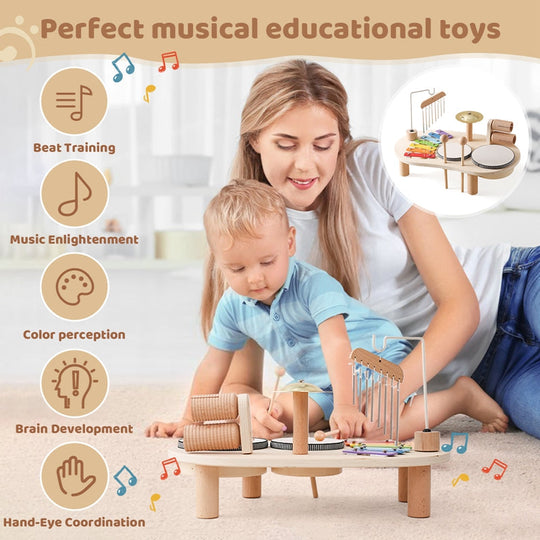 Kinder Musiktisch mit Schlagzeug und Xylophon 5