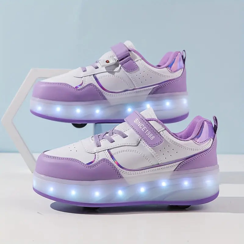 Kinder Rollschuhe mit Lichtern und abnehmbaren Rädern 0