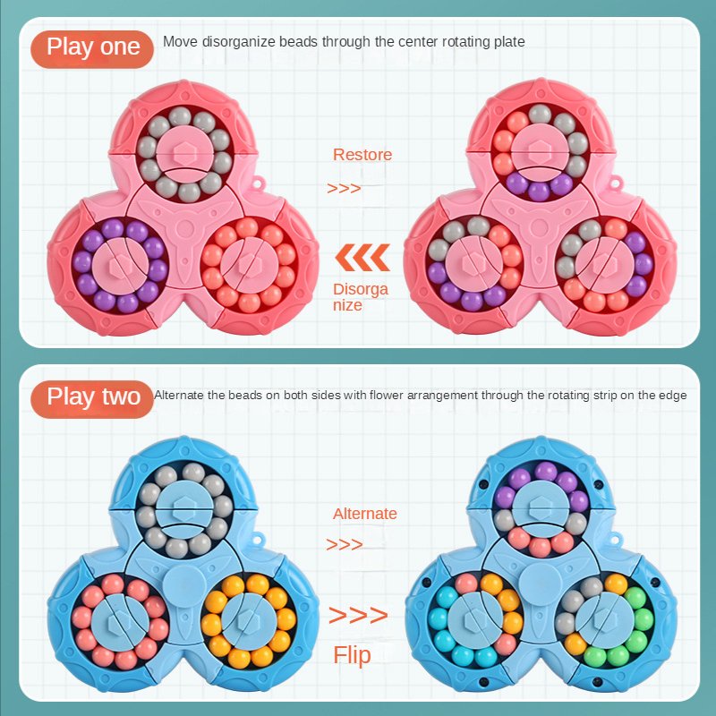 Kinder Spielzeug 2-in-1 Fidget Spinner und Zauberwürfel für Kreativität und Konzentration 3