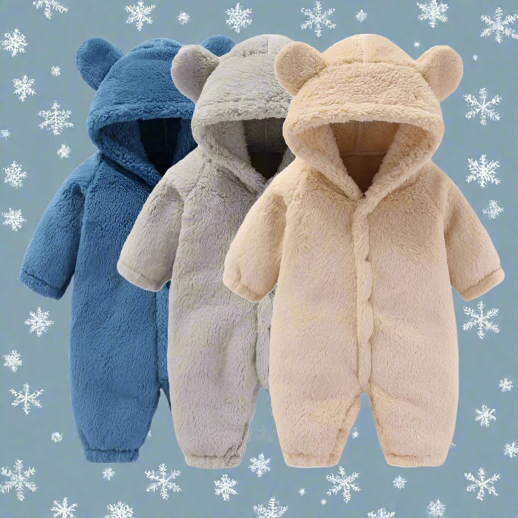 Kinder Teddy-Overall mit Kapuze und Ohren 1