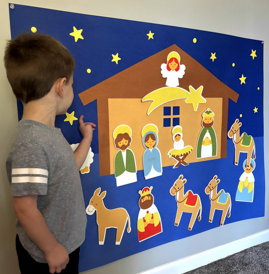 Kinder Weihnachtskrippe Filzspielzeug für gemeinsames Spielen 0