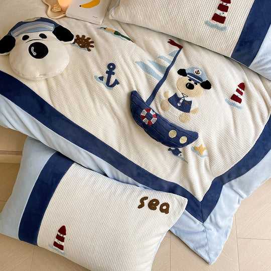 Kinderbettwäsche-Set Maritim mit gesteppter Tagesdecke 1