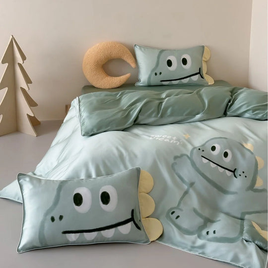 Kinderbettwäsche-Set mit Dinosaurier-Motiv für Jungen und Mädchen 0