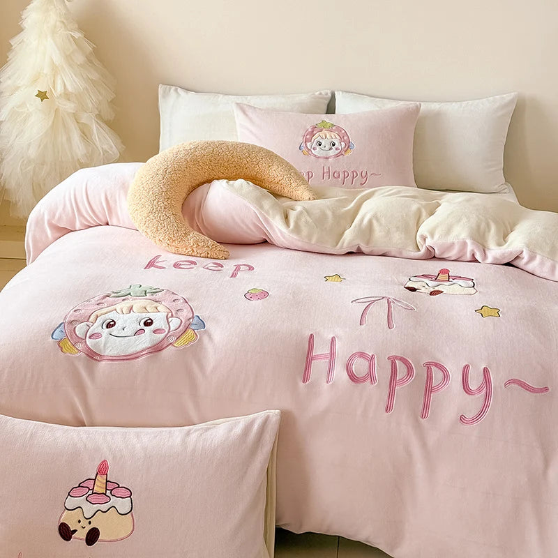 Kinderbettwäsche-Set mit Fleecedecke und Hasenmotiv für Kinder 8