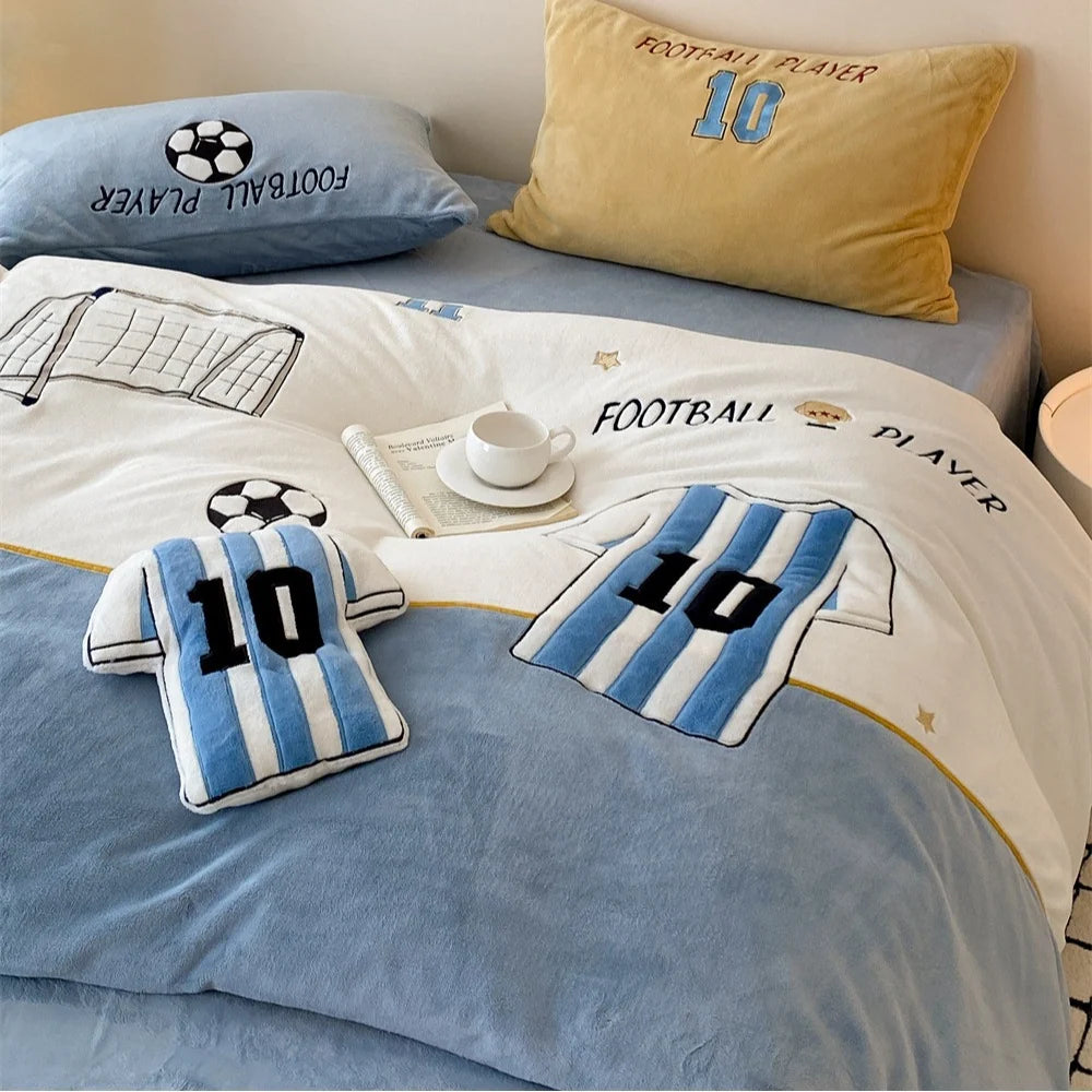 Kinderbettwäsche-Set mit Fußballmotiv und Applikationen 2