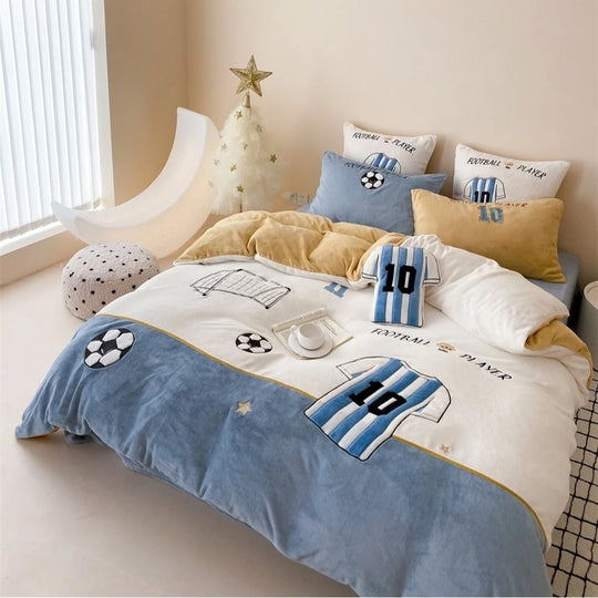 Kinderbettwäsche-Set mit Fußballmotiv und Applikationen 4