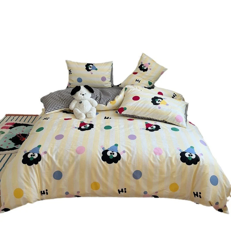 Kinderbettwäsche-Set mit Streifenmuster und Katzenmotiven 5