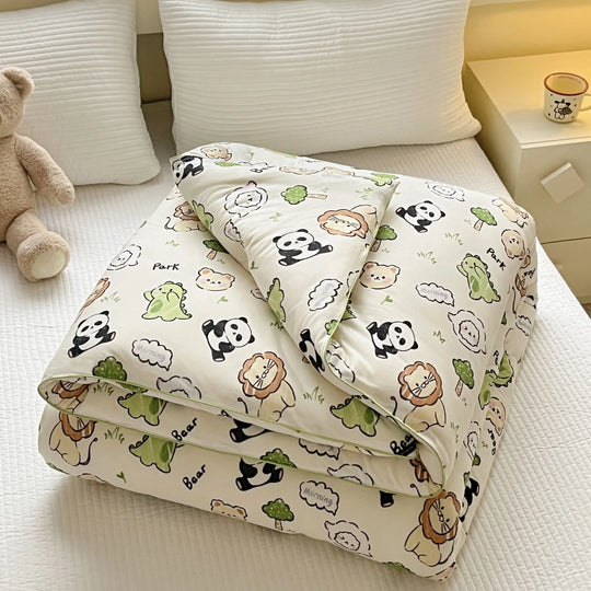 Kinderbettwäsche-Set mit Tiermotiven und gesteppter Decke 0
