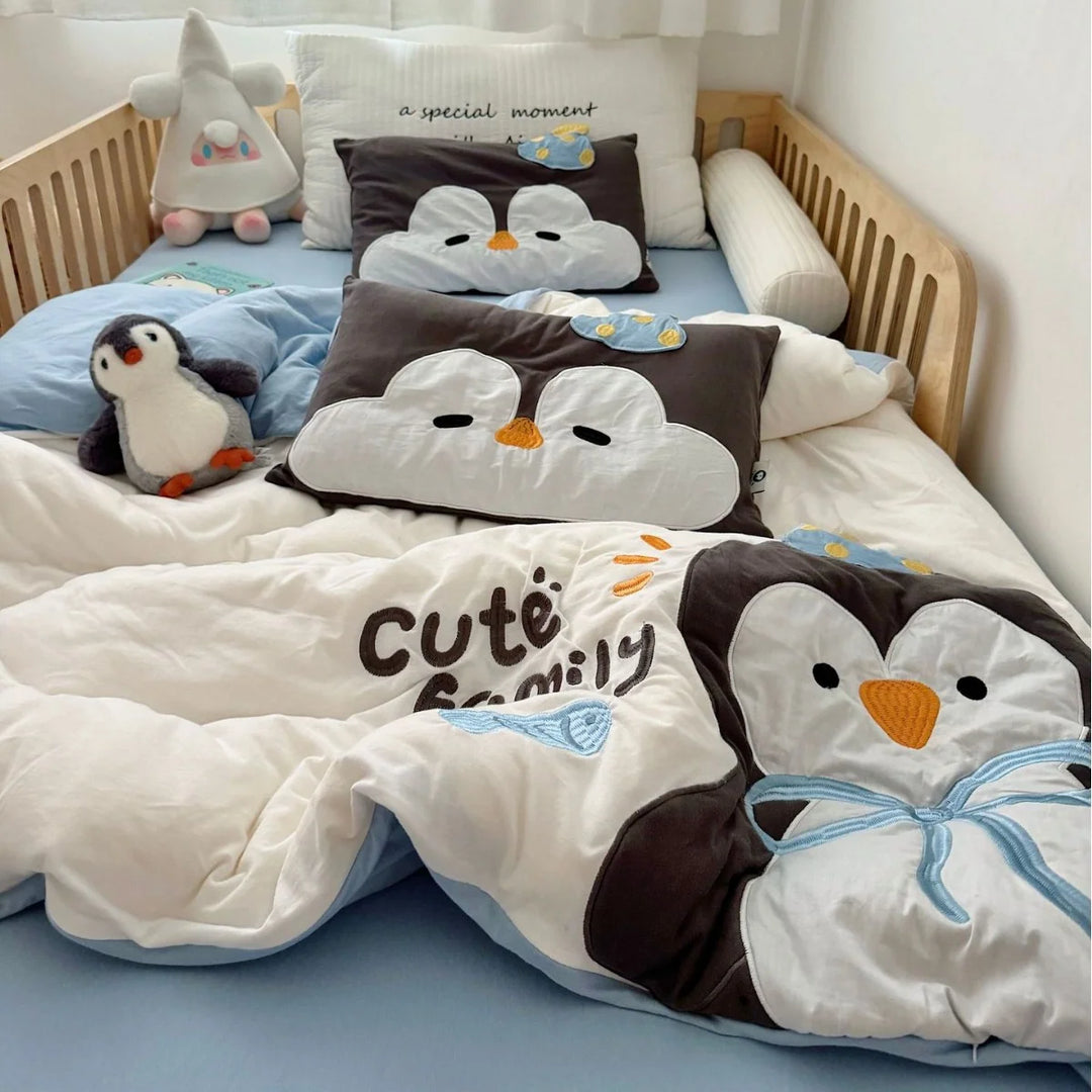 Kinderbettwäsche 100x135 mit Welpenapplikation und Kissenbezügen für Jungen und Mädchen 6