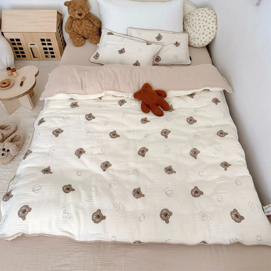 Kinderbettwäsche 135x200 Bärenmotiv Set für Kinderbetten 0