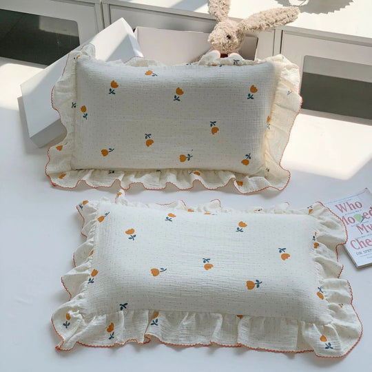 Kinderkissenbezug-Set Musselin mit Hasenmotiv und Rüschen 8