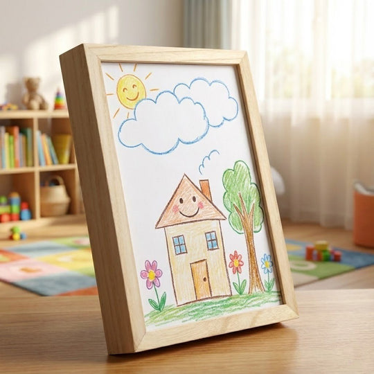 Kinderrahmen mit Stauraum für kreative Kunstwerke und Bastelprojekte 3