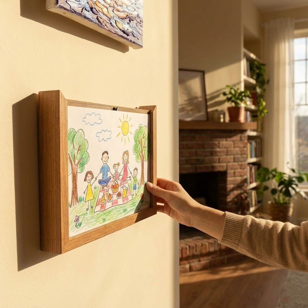 Kinderrahmen mit Stauraum für kreative Kunstwerke und Bastelprojekte 5