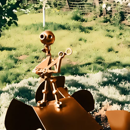 Kinetische Gartenskulptur Windmühle Rock Band für Garten und Terrasse 7
