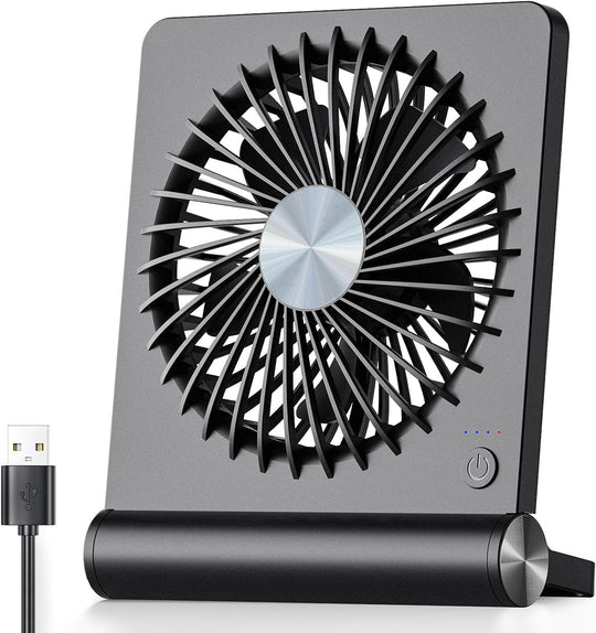Kleiner Tischventilator Leise mit 220° Schwenkfunktion und 3 Geschwindigkeitsstufen für Büro und Schlafzimmer 0