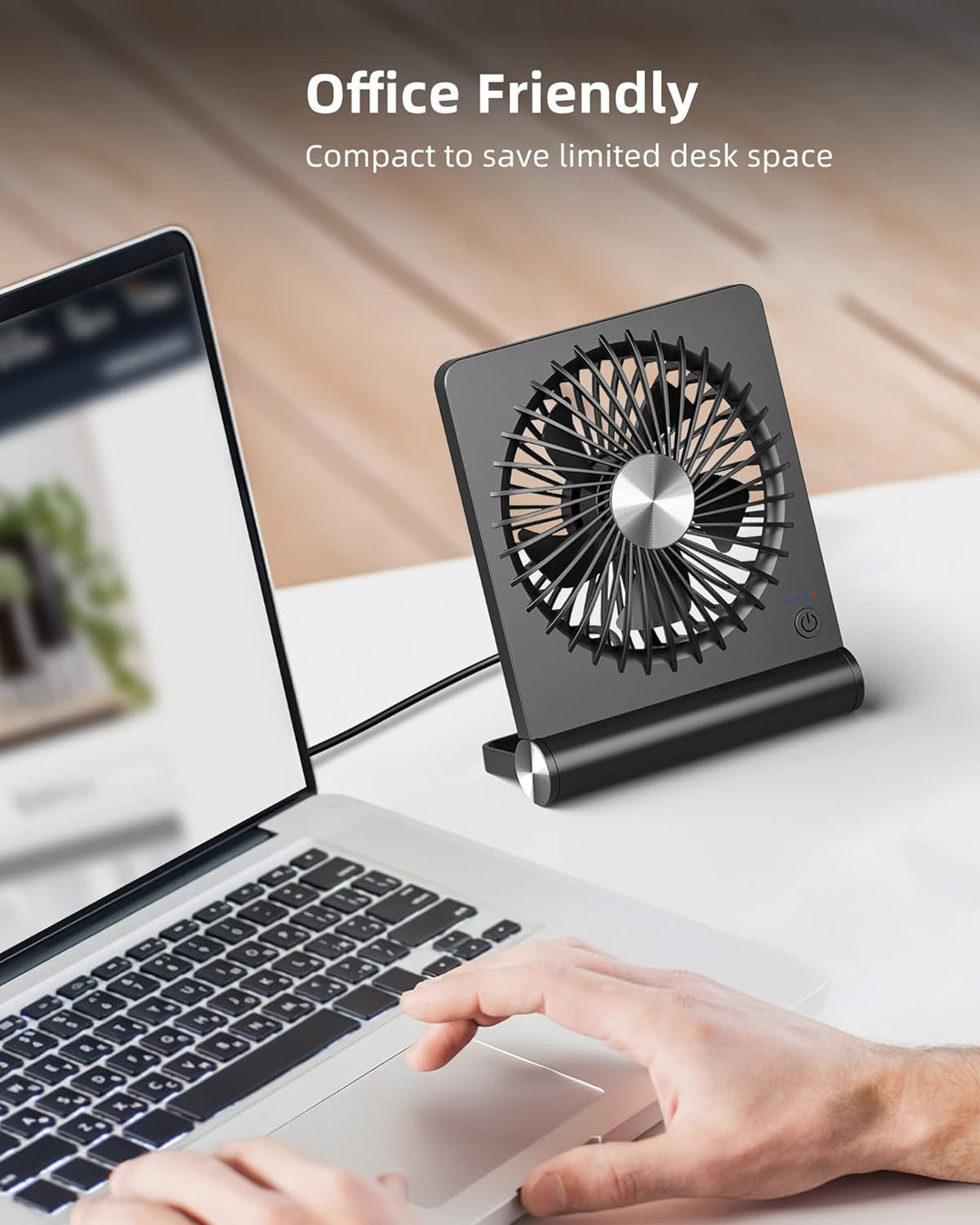 Kleiner Tischventilator Leise mit 220° Schwenkfunktion und 3 Geschwindigkeitsstufen für Büro und Schlafzimmer 1