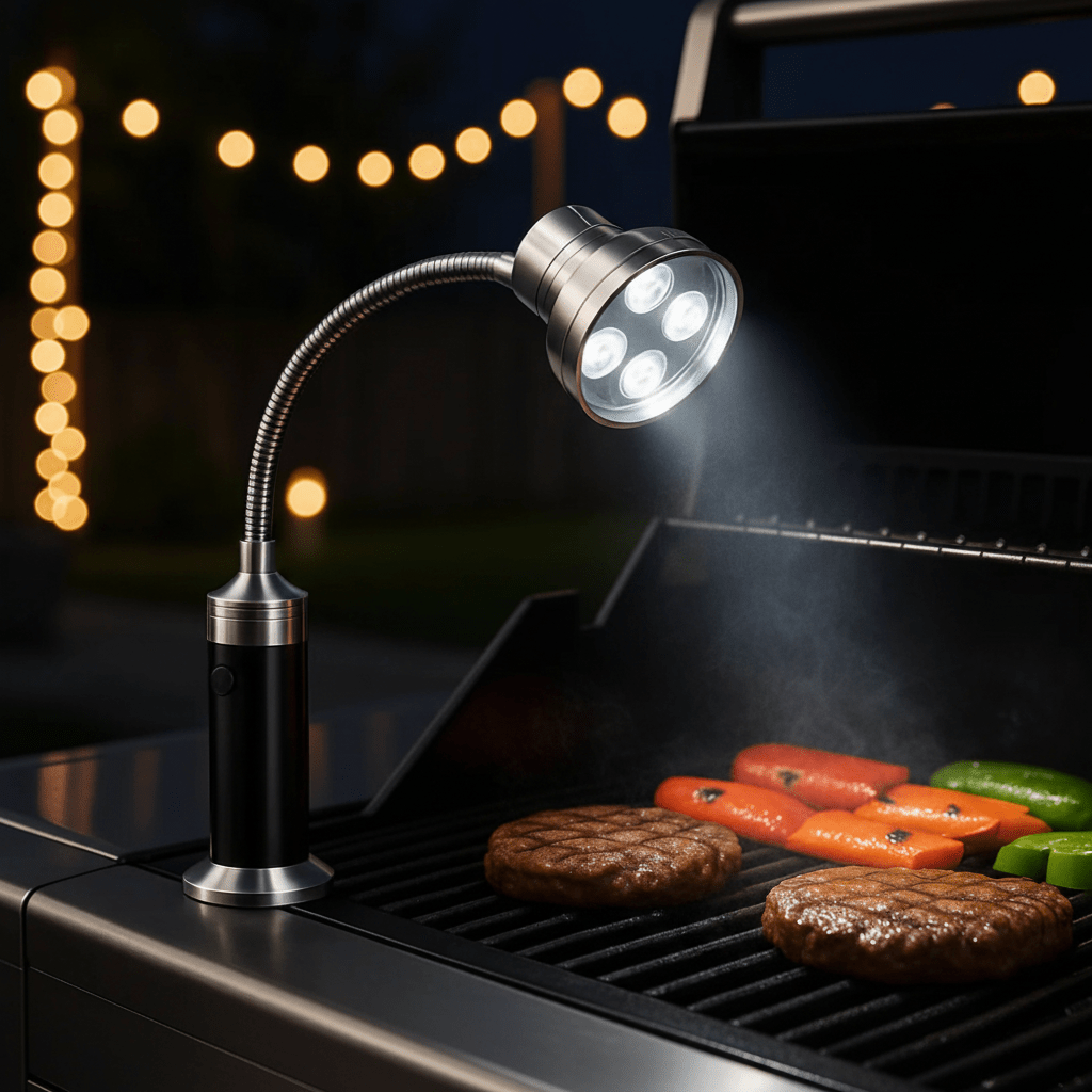 Kompakte Grillleuchte mit Magnetfuß und 360° Schwanenhals für Outdoor-Aktivitäten 0