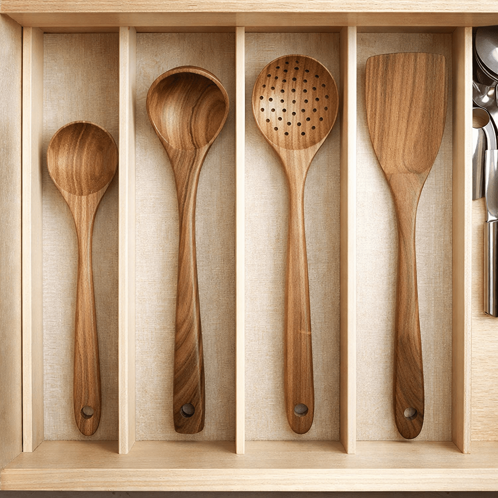 Küchenhelfer Set Für Stilvolles Kochen | Küchenutensilien Holz Mit Pfannenwender, Löffel &amp; Schöpfkelle 1