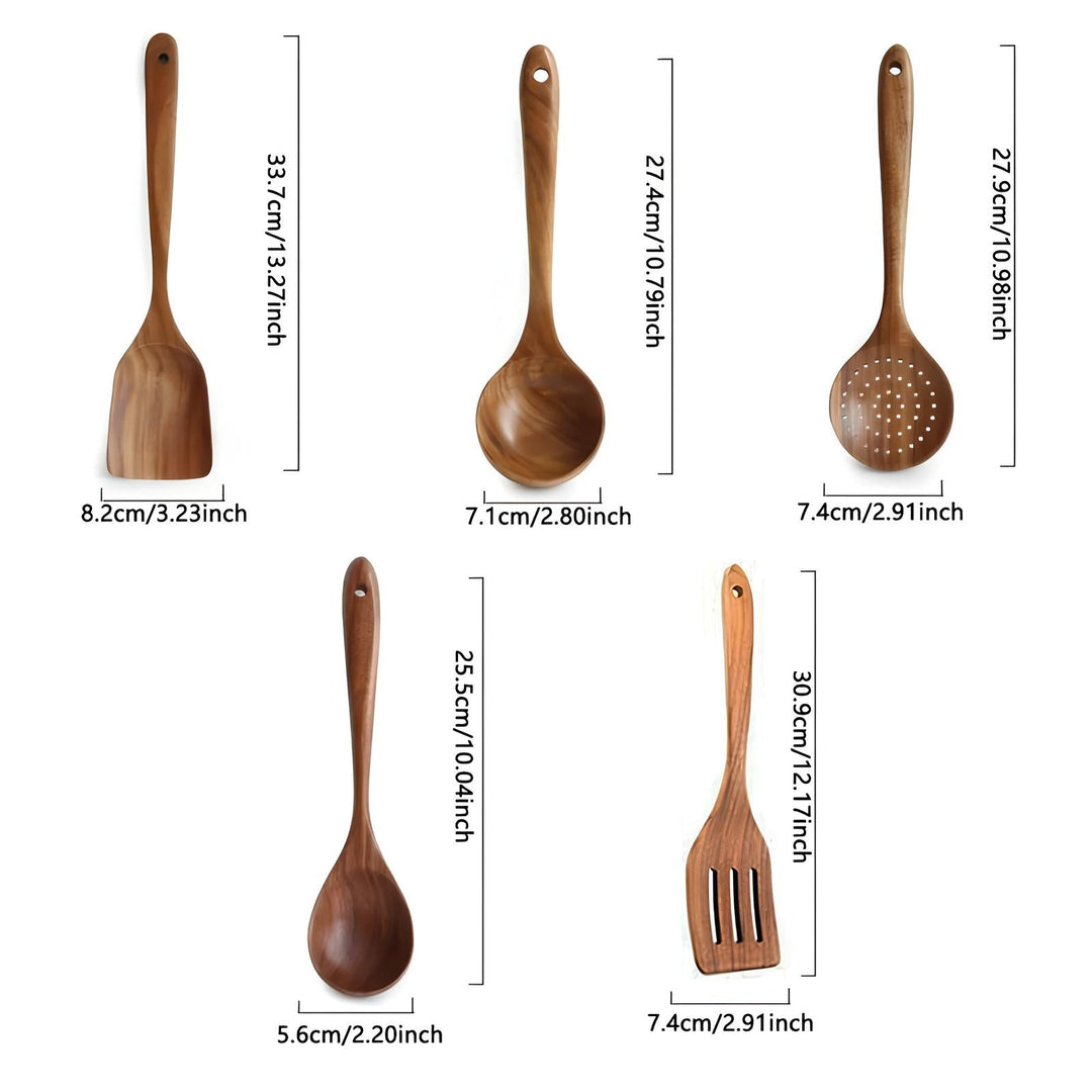 Küchenutensilien-Set aus Teakholz für die moderne Küche 4