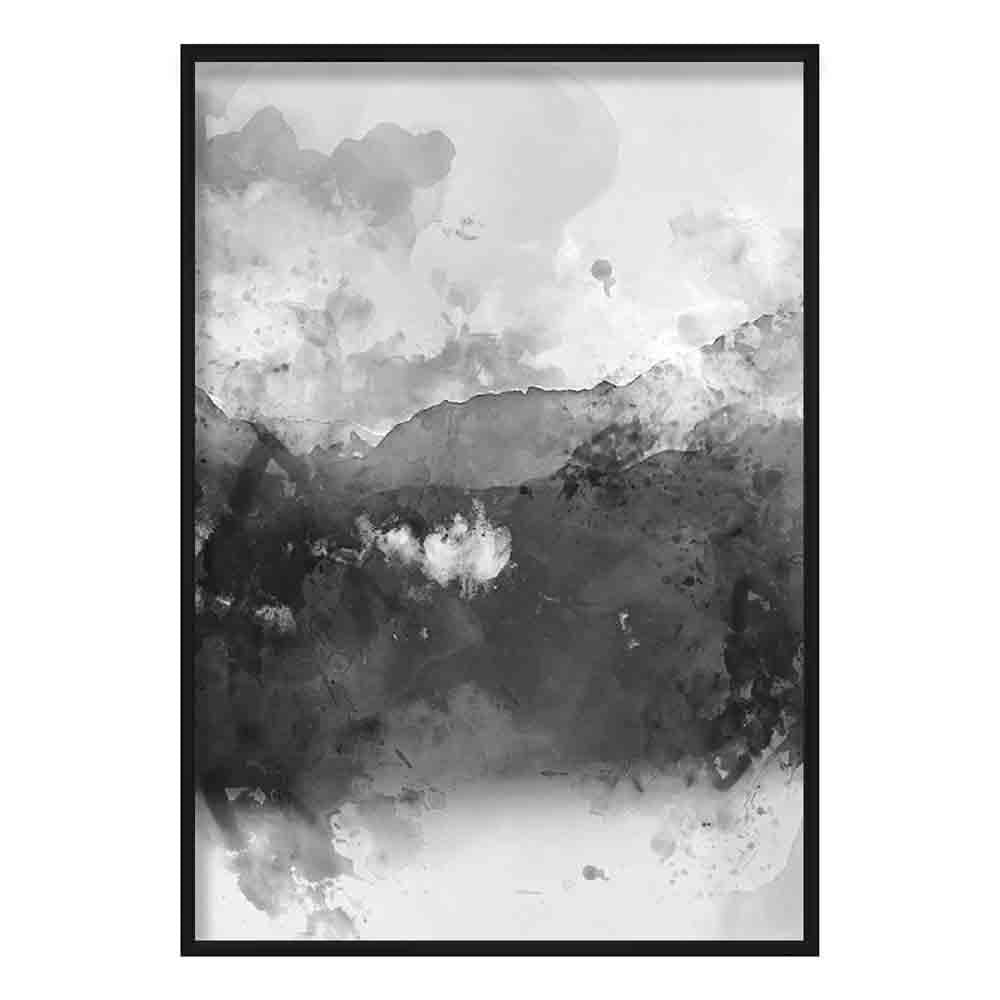 Kunstdruck Aquarell Berglandschaft Schwarz-Gelb für Wohnräume und Büros kaufen 0