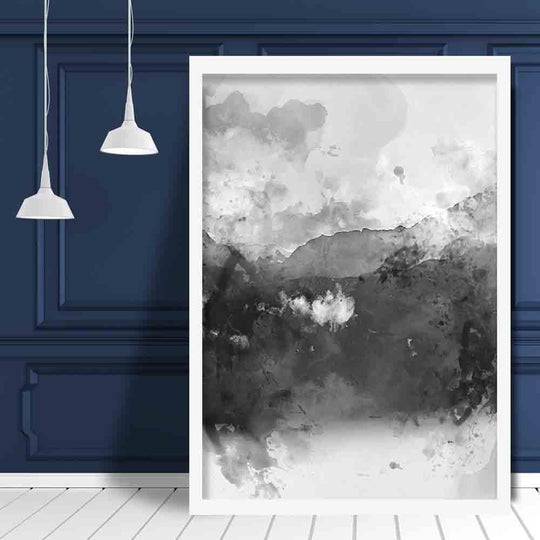 Kunstdruck Aquarell Berglandschaft Schwarz-Gelb für Wohnräume und Büros kaufen 2