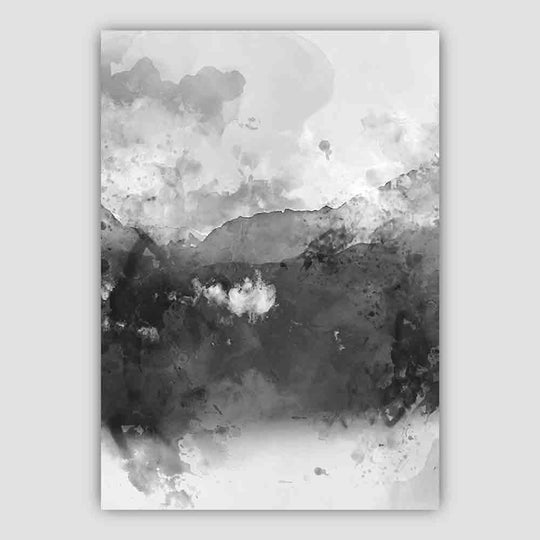 Kunstdruck Aquarell Berglandschaft Schwarz-Gelb für Wohnräume und Büros kaufen 3