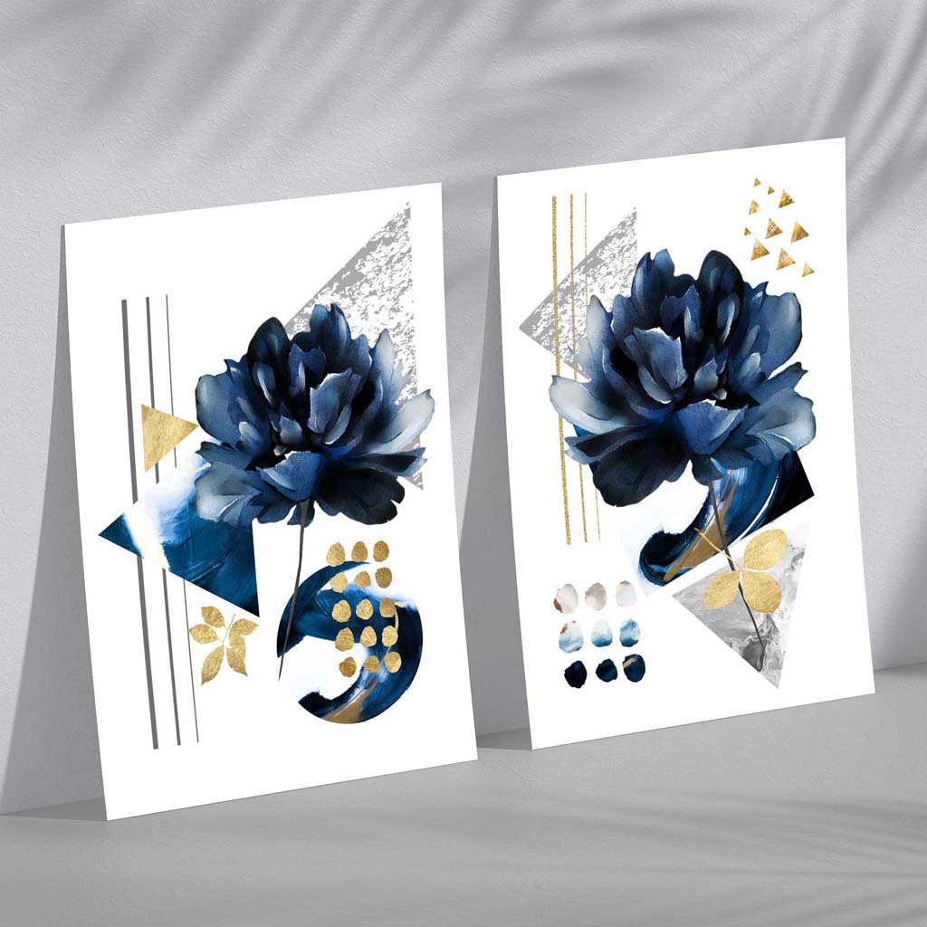 Kunstdrucke Poster Blumenmotiv im 2er-Set für Stilvolle Wandgestaltung 0