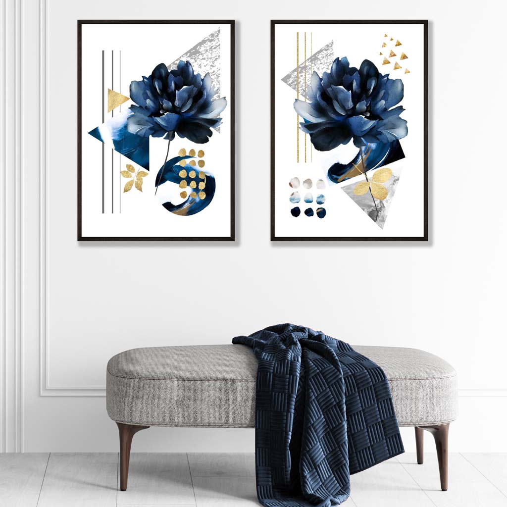 Kunstdrucke Poster Blumenmotiv im 2er-Set für Stilvolle Wandgestaltung 1
