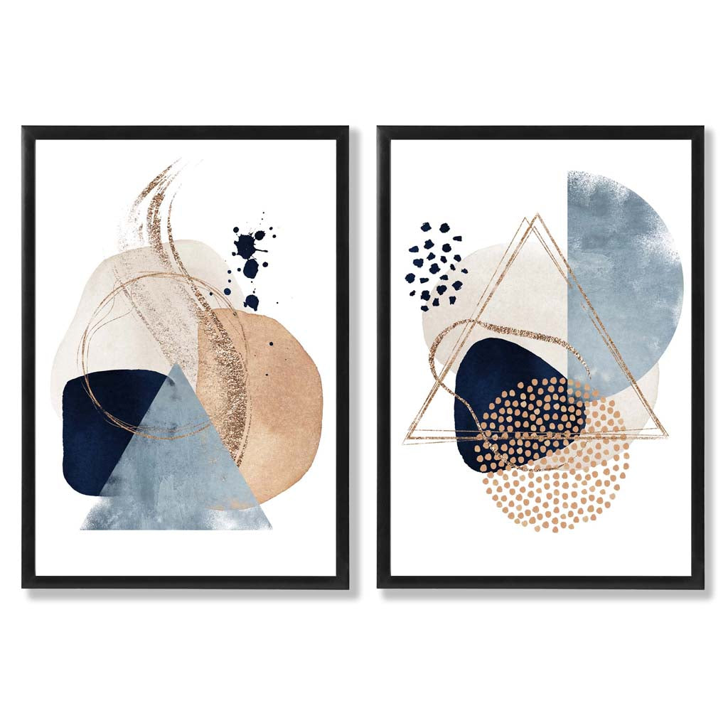 Kunstdrucke im 2er-Set mit Aquarellformen für kreative Wohnräume 0