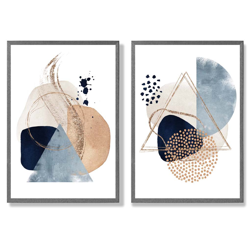 Kunstdrucke im 2er-Set mit Aquarellformen für kreative Wohnräume 4