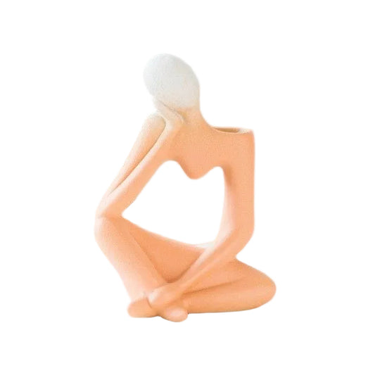 Kunstvolle Blumenvase Denkender Mann mit Einzigartigem Lochdesign 6
