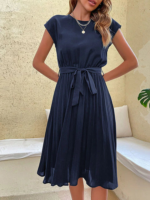 Kurzärmeliges Plissee-Minikleid für Damen 5