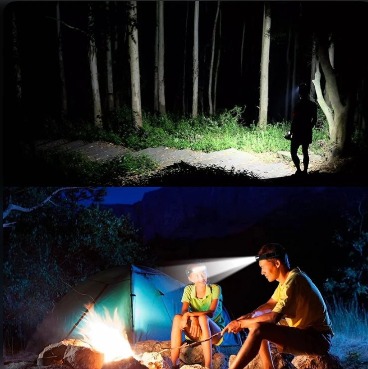 LED Stirnlampe mit Wellensensor für Joggen und Outdoor-Aktivitäten, 5 Lichtmodi, Verstellbares Kopfband 1