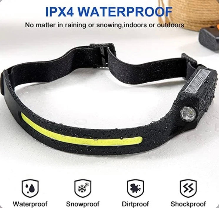 LED Stirnlampe mit Wellensensor für Joggen und Outdoor-Aktivitäten, 5 Lichtmodi, Verstellbares Kopfband 4