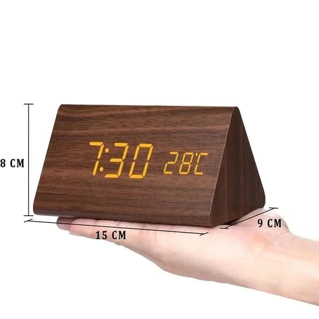 LED Wecker im Holzdesign mit Temperaturanzeige 2