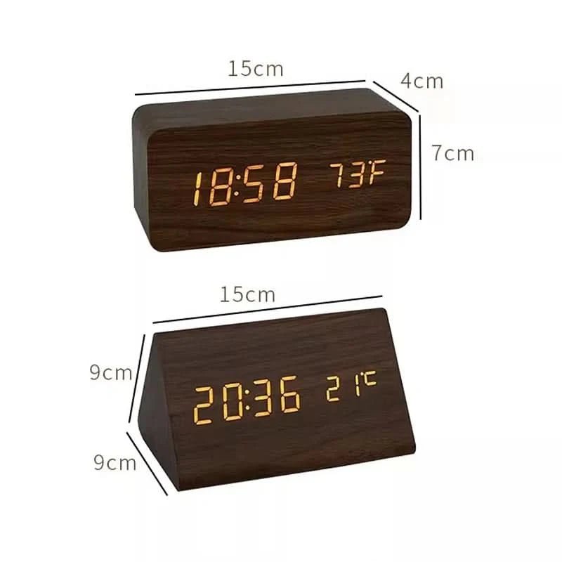 LED Wecker im Holzdesign mit Temperaturanzeige 7