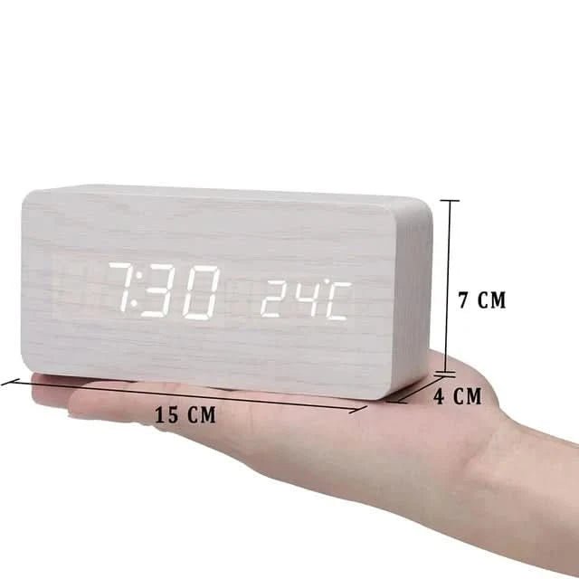 LED Wecker im Holzdesign mit Temperaturanzeige 8