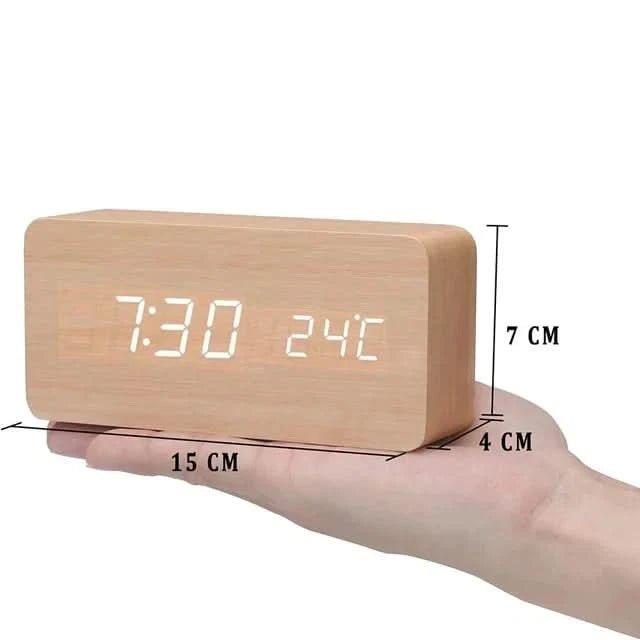 LED Wecker im Holzdesign mit Temperaturanzeige 9
