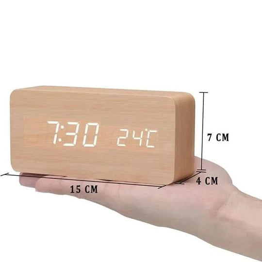 LED Wecker im Holzdesign mit Temperaturanzeige 9