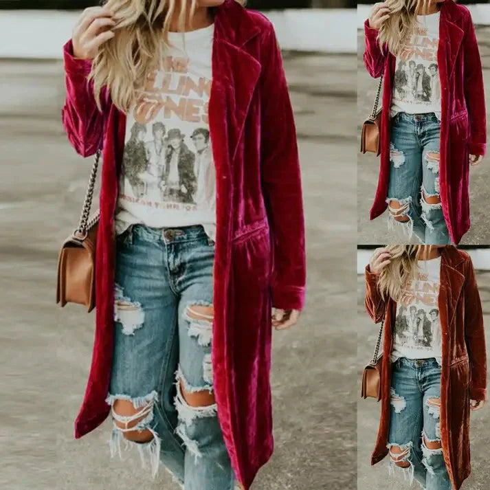 Lange Jacke Mit Samttaschen