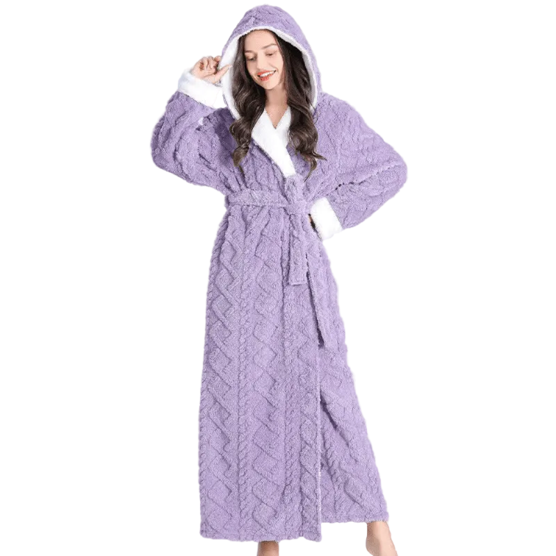 Langer Bademantel mit Kapuze für Damen 1