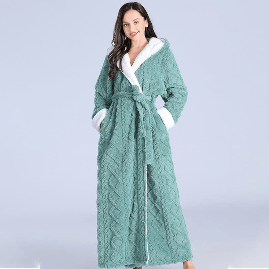 Langer Bademantel mit Kapuze für Damen 2